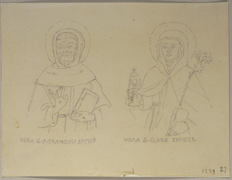 Eine Kopie von früheren Darstellungen des heiligen Franziskus sowie der heiligen Klara de Johann Ramboux