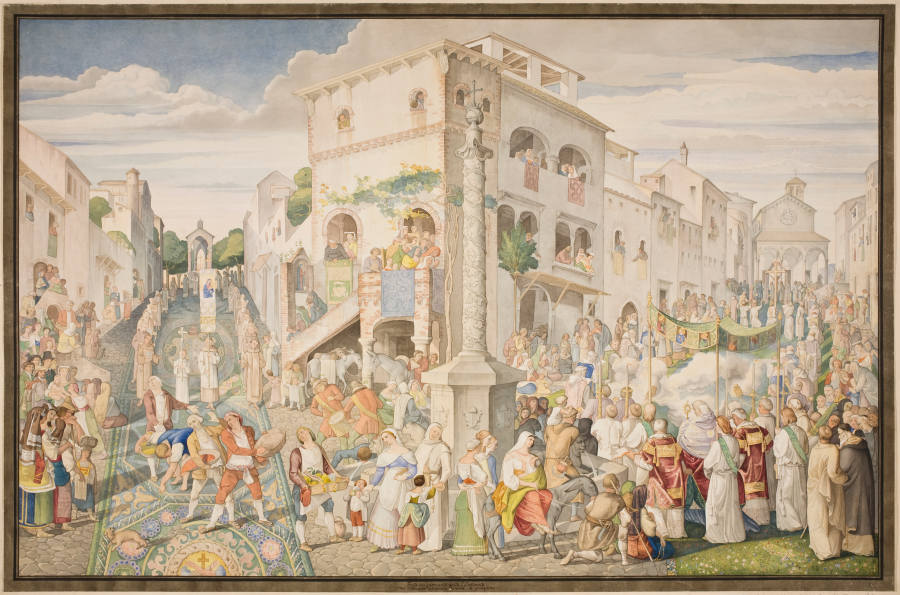 Festa vulgarmente della lInfiorata nel Ottavario del corpus Domini in Genzano de Johann Ramboux