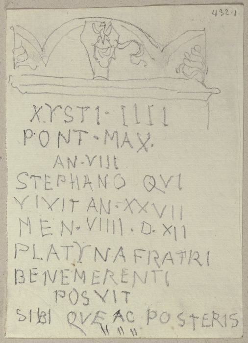 Inschrift des Grabsteins von Bartolomeo Platina (?) in Santa Maria Maggiore in Rom de Johann Ramboux