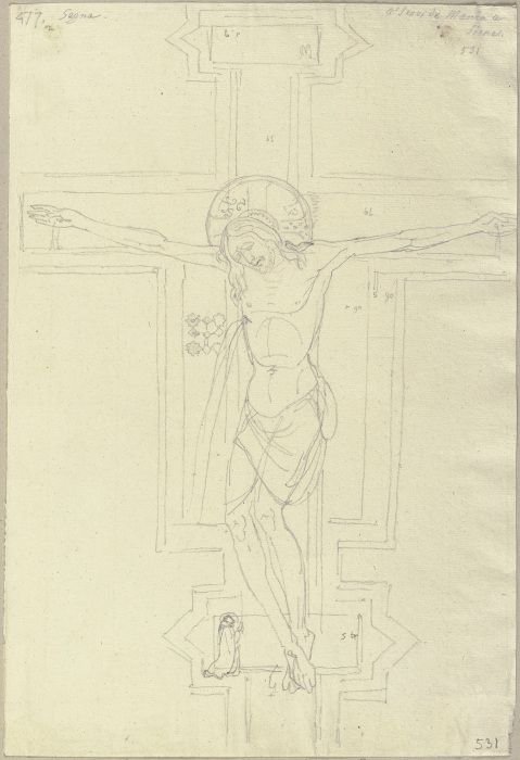 Nach einem Kruzifix aus Holz, in der Servitenkriche zu Siena, von Segna, dem Vater Duccios (?) de Johann Ramboux