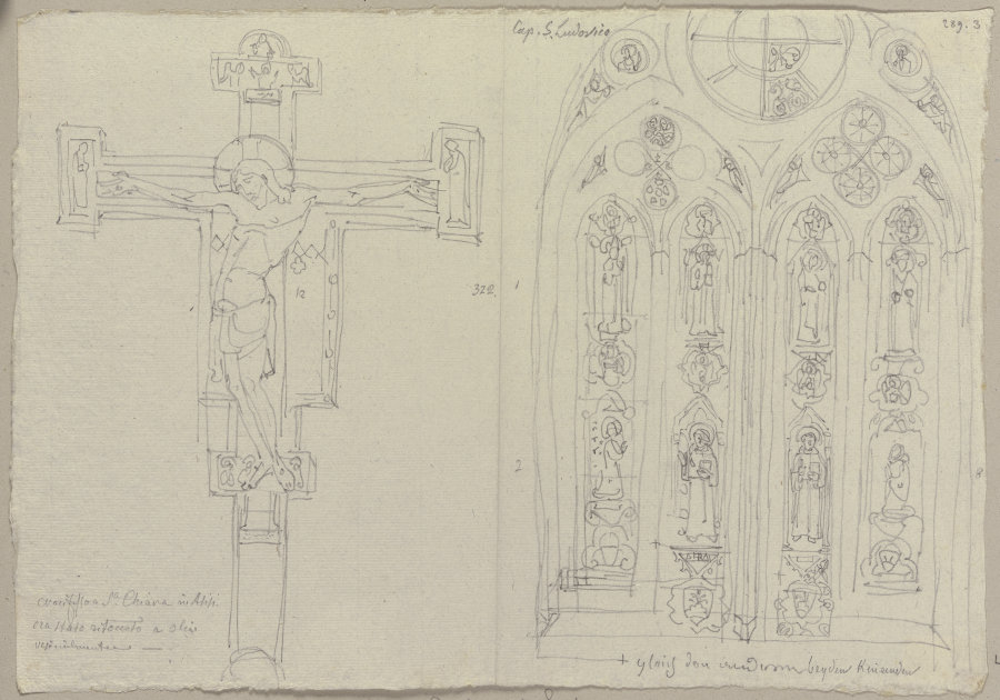 Nach einem Kruzifix in Santa Chiara sowie nach den Fenstern der Kapelle des heiligen Ludwigs in San  de Johann Ramboux