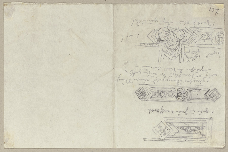 Ornamentale Detailstudien sowie Nachschriften verschiedener Inschriften de Johann Ramboux