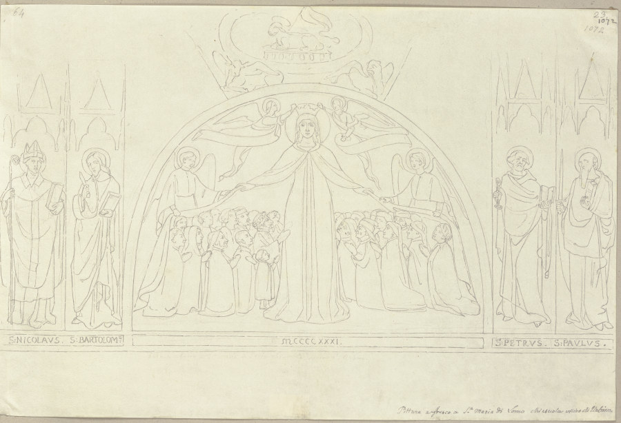 Schutzmantelmadonna zwischen den Heiligen Nikolaus und Bartholomäus links sowie Petrus und Paulus re de Johann Ramboux