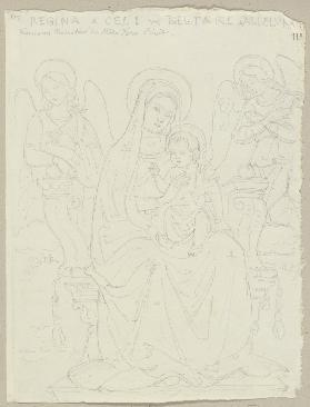 Thronende Maria mit dem Jesuskind, flankiert von zwei Engeln, nach einer Wandmalerei von Francesco M