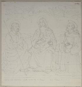 Thronende Maria mit dem Kind zwischen zwei Heiligen, nach einem Gemälde von Giovanni Francesco Penni