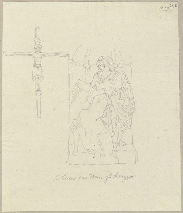 Verwitterte Statue des Evangelisten Lukas im Dom zu Arezzo de Johann Ramboux