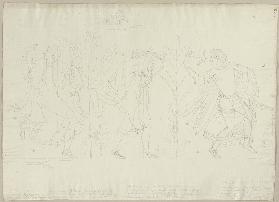 Zwei Tänzer und ein Leierspieler, nach einem Fresko (?) aus einem Grab bei Tarquinia