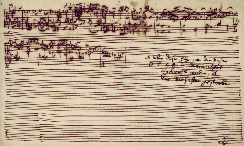 Last page of The Art of Fugue, 1740s (pen and ink on paper) de Johann Sebastian Bach