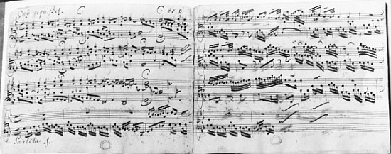 Autograph of the partita ''Sei gegruesset, Jesu guetig'' de Johann Sebastian Bach