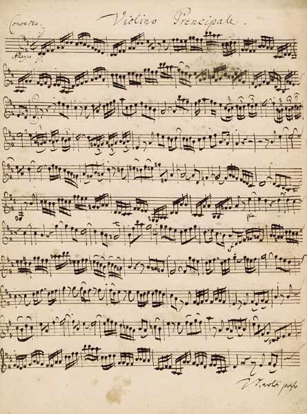 The Brandenburger Concertos, No.5 D-Dur, 1721 (pen and ink on paper) (see also 308416) de Johann Sebastian Bach