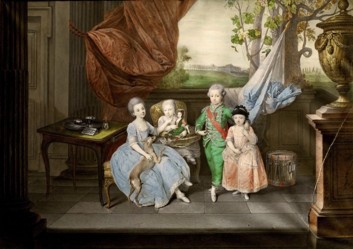 The children of Ferdinand of Parma (Louis, Carolina, Maria Antonia and Carlotta) de Johann Zoffani