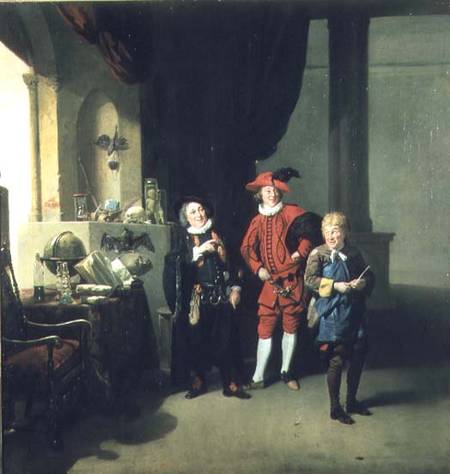 David Garrick with William Burton and John Palmer in 'The Alchemist' by Ben Jonson de Johann Zoffany