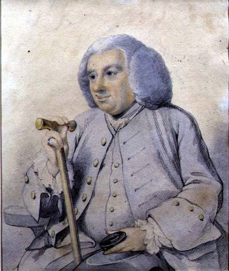 Sketch of the Portrait of Andrew Drummond (1688-1769) founder of the bank, killed at Culloden  on de Johann Zoffany