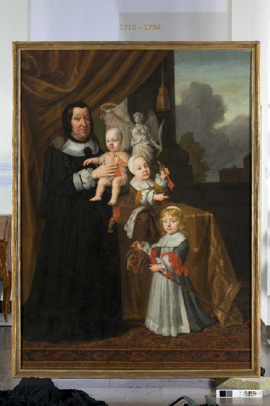 Sophie Eleonore von Sachsen, Landgräfin von Hessen-Darmstadt, als Witwe mit ihren Enkelsöhnen de Johann d. J. Spilberg