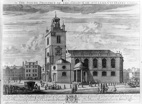 The South Prospect of the Church of St. Clements Danes, London de Johannes Kip