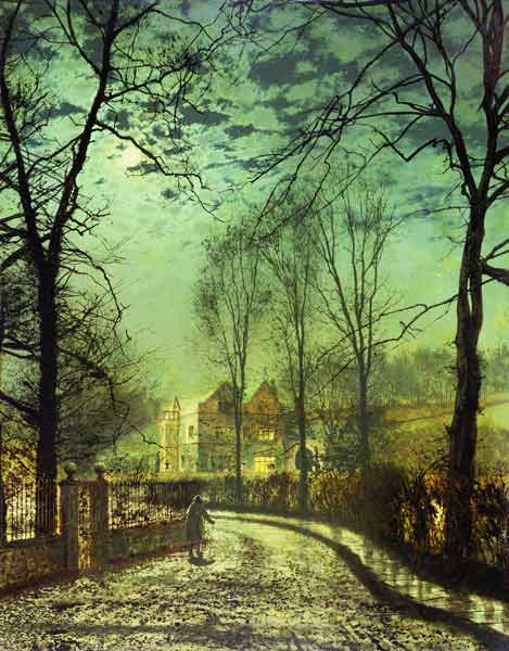 A Moonlit Road de John Atkinson Grimshaw