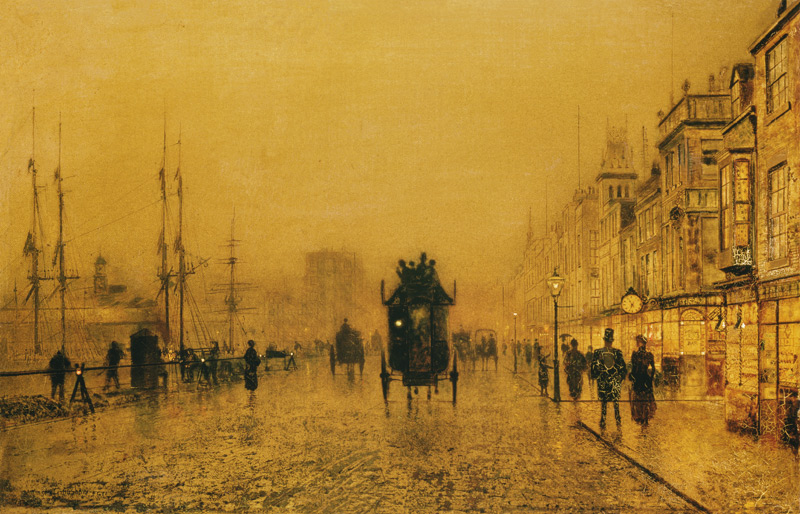 In the evening at the docks of Glasgow. de John Atkinson Grimshaw