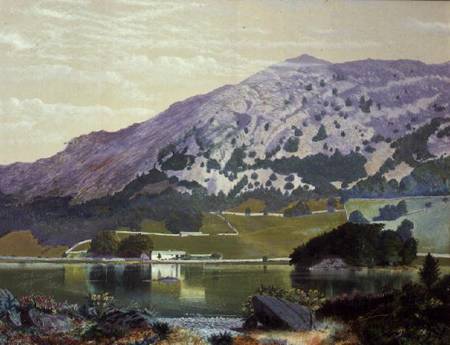 Nab Scar from the South Side of Rydal Water - Heather in Bloom, September de John Atkinson Grimshaw