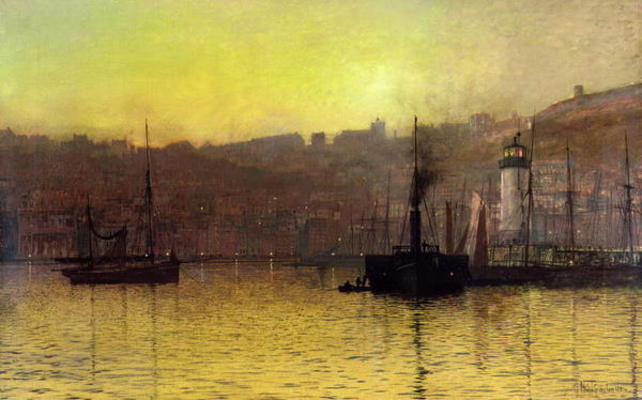 Nightfall in Scarborough Harbour, 1884 (oil on canvas) de John Atkinson Grimshaw