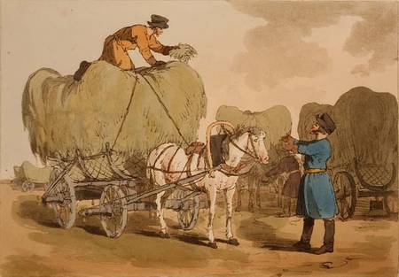 Hay Carts, plate 60 from Volume II of 'The Manners, Customs and Amusements of the Russians', etched de John Augustus Atkinson