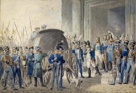 Departure of Napoleon (1769-1821) for Elba (w/c on paper)