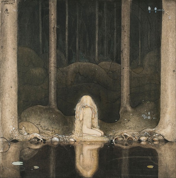 Princess Tuvstarr is still sitting there wistfully looking into the water de John Bauer