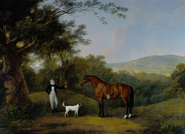 Portrait of a Boy, a Terrier and a Chestnut Pony de John Boultbee