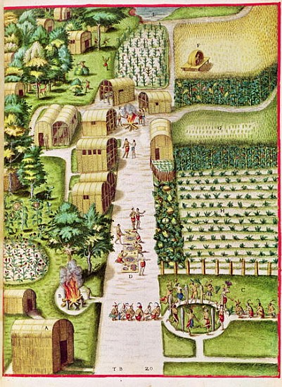The Village of Secoton, from ''Admiranda Narratio...'', published by Theodore de Bry de John Bry Theodore de (1528-98) after White