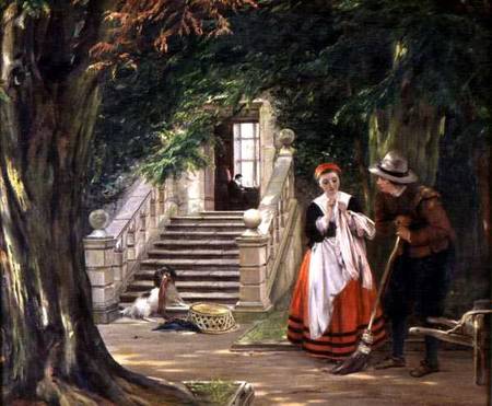 The Flirtation Outside the Master's House de John Calcott Horsley