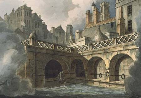 Inside of Queen's Bath, from 'Bath Illustrated by a Series of Views', engraved by John Hill (1770-18 de John Claude Nattes