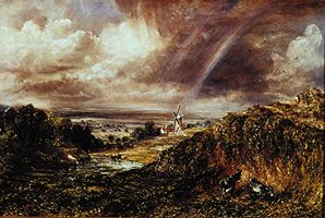 Landscape with mill and rainbows de John Constable
