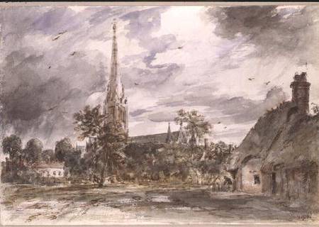 Salisbury Cathedral: with cottages de John Constable
