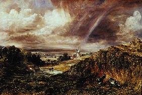 Landscape with mill and rainbows