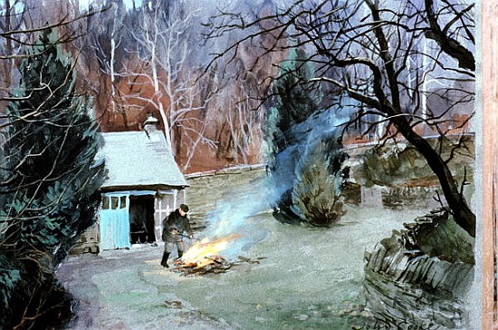 Lakeland Bonfire, 1996 (gouache)  de John  Cooke
