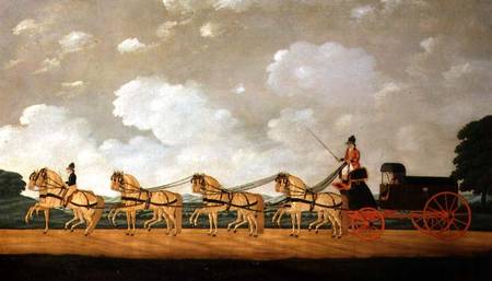 His Majesty's Forgon with a Team of Eight Roans on the Road de John Cordrey
