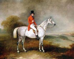 Charles Neil Hogg on his hunter 'Alice Grey', Ormely Hall, Leicestershire