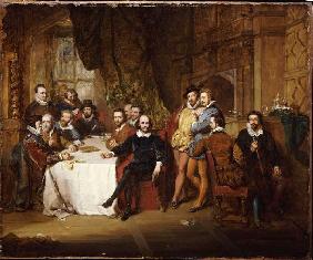 William Shakespeare and his friends in the inn Mer
