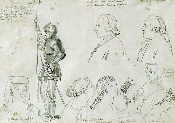 Character Sketches in Rome with Portraits of Prince Charles Edward Stuart (1720-88) and his brother de John Flaxman