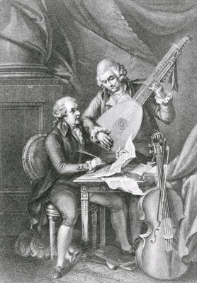 Portrait of Franz Joseph Haydn (1732-1809) and Wolfgang Amadeus Mozart (1756-91) composing music for de John Francis Rigaud