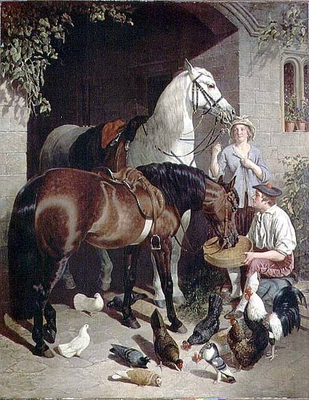 Feeding the Horses de John Frederick Herring d.Ä.