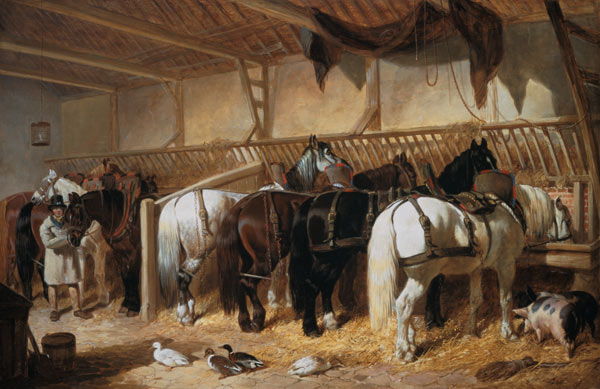 Team horses in the stable de John Frederick Herring d.Ä.