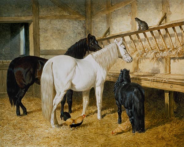 Ponies at the Manger de John Frederick Herring d.Ä.