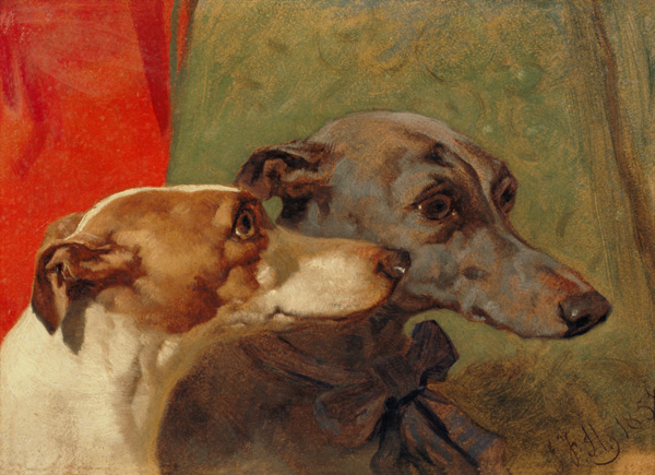 The Greyhounds 'Charley' and 'Jimmy' in an Interior de John Frederick Herring d.Ä.