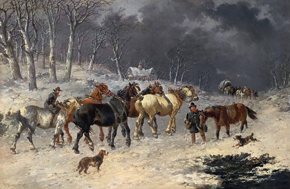 Horses in the snow de John Frederick Herring d.J.
