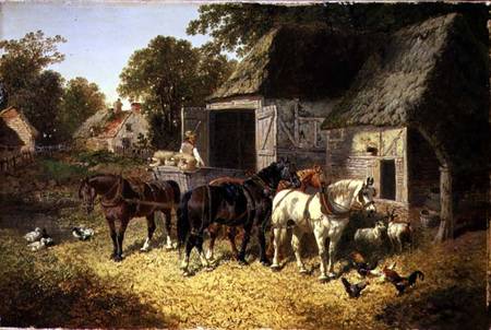 Three Horses at a Haystack de John Frederick Herring d.J.