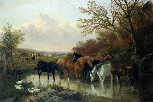 Pferde an einer Wasserstelle. de John Frederick Herring d.J.