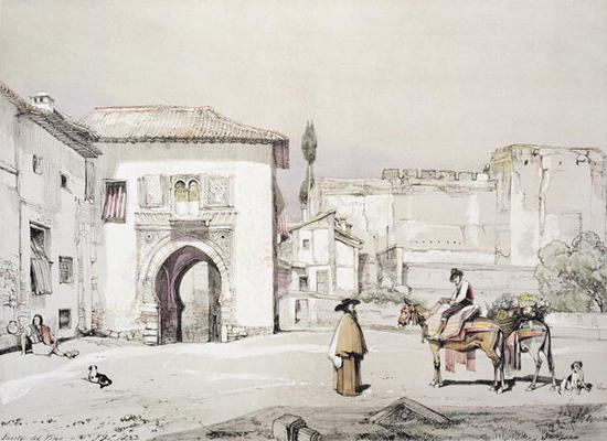 Gate of the Vine (Puerta del Vino), from 'Sketches and Drawings of the Alhambra', engraved by James de John Frederick Lewis