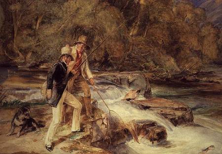 Landseer and Lewis Fishing de John Frederick Lewis