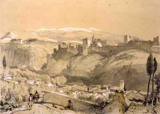 The Alhambra from the Albay, from 'Sketches and Drawings of the Alhambra', engraved by James Duffiel de John Frederick Lewis