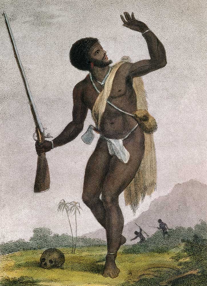 Rebel Slave Armed and on his Guard, from 'Narrative of a Five Years' Expedition against the Revolted de John Gabriel Stedman